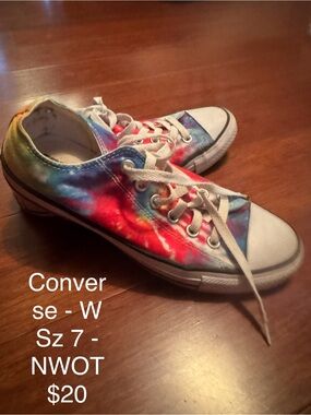 Converse Kids Tie-Dye Low Top Sneakers - Red, Blue, Yellow, Green